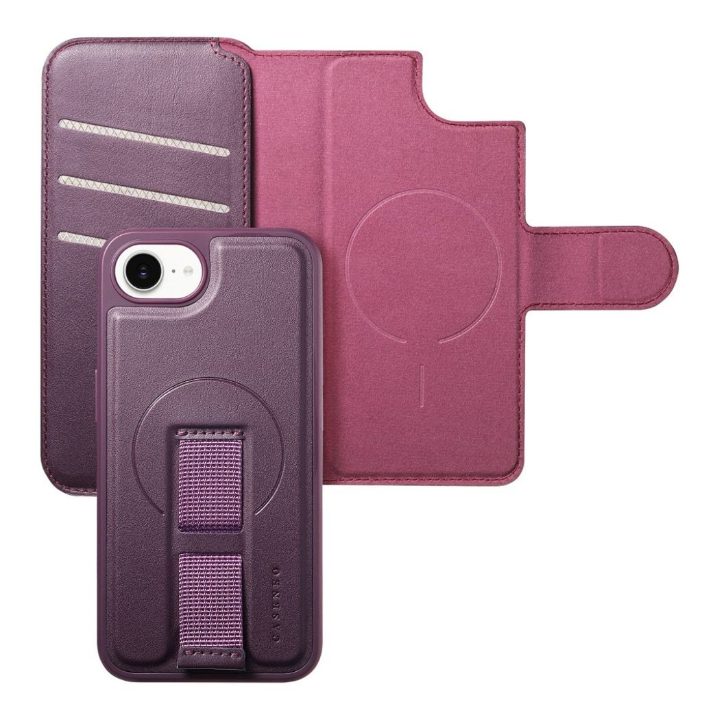 CASENEO iPhone 16e Magnetic Wallet Cover RFID Blocking – Purple