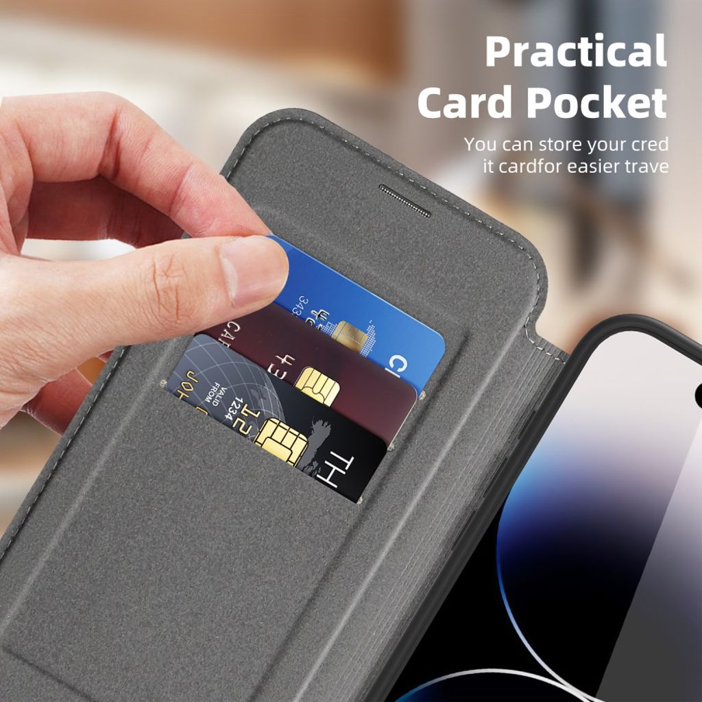 iPhone 14 Pro Max Wallet Cover MagSafe RFID Blocking - Titanium Grey