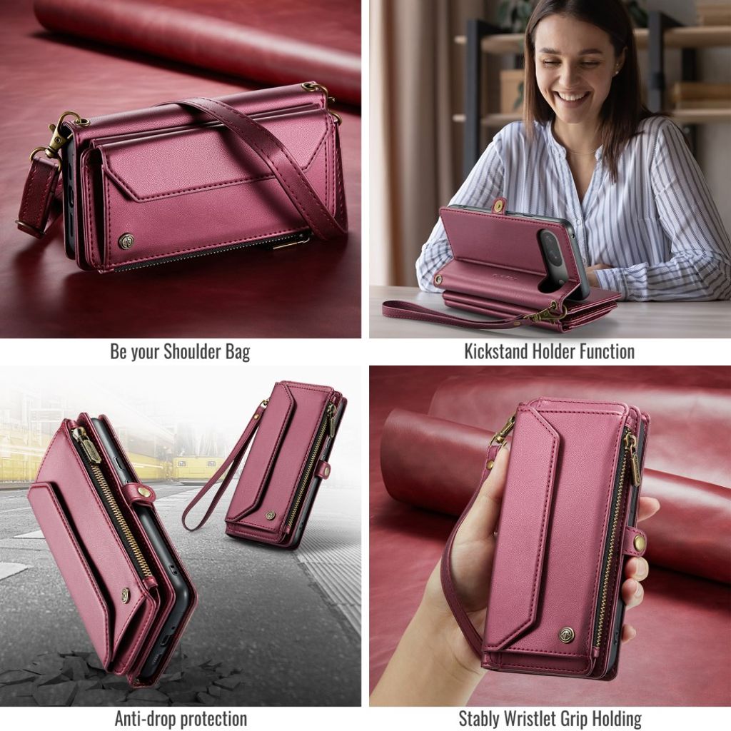 CASEME Google Pixel 10 Pro / Pixel 10 Cover with 10 Card Slots - Red