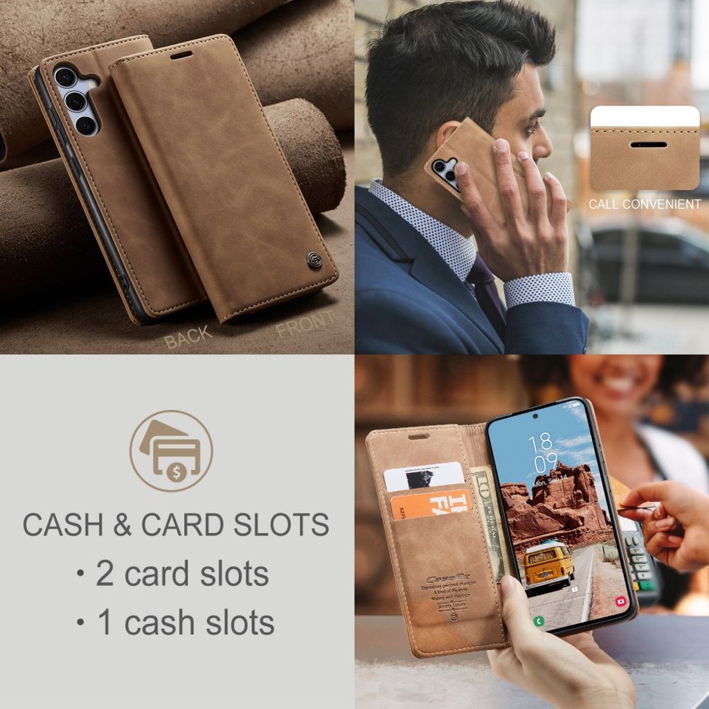 CASEME Samsung Galaxy S25 FE Plånboksfodral med Kortfack - Brun