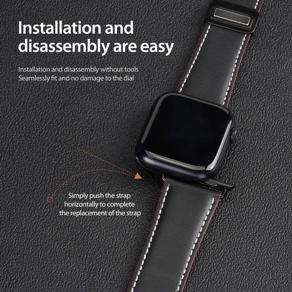 DUX DUCIS YA Series Apple Watch 38/40/41/42mm Urrem i ægte læder - Sort