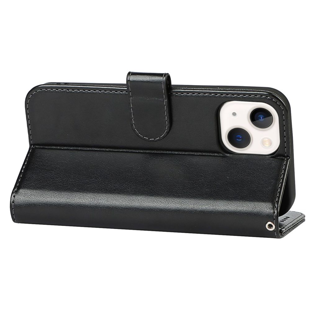 iPhone 14 Plus Lommeboketui Stativ PU-lær - Svart