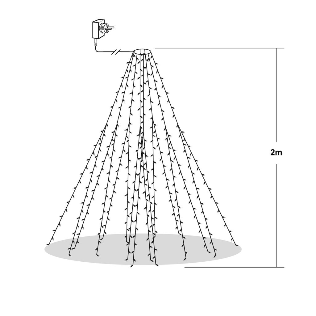 Julgransslinga Golden Warm White 200cm, 360 LED med ring