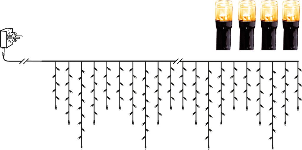 Istapsløjfe Golden Warm White 6 meter, 240 LED