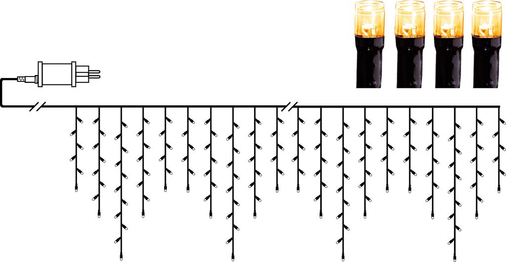 Istapsløjfe Golden Warm White 6 meter, 240 LED