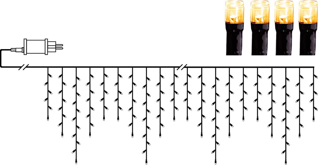 Istapsløjfe Golden Warm White 12 meter, 480 LED