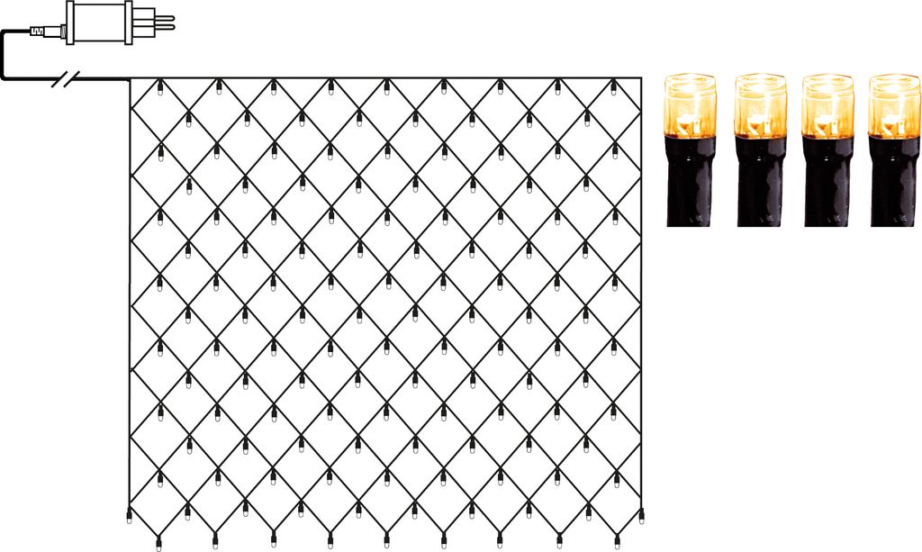 Lysgitter Golden Warm White - 3 x 3m, 200 LED'er