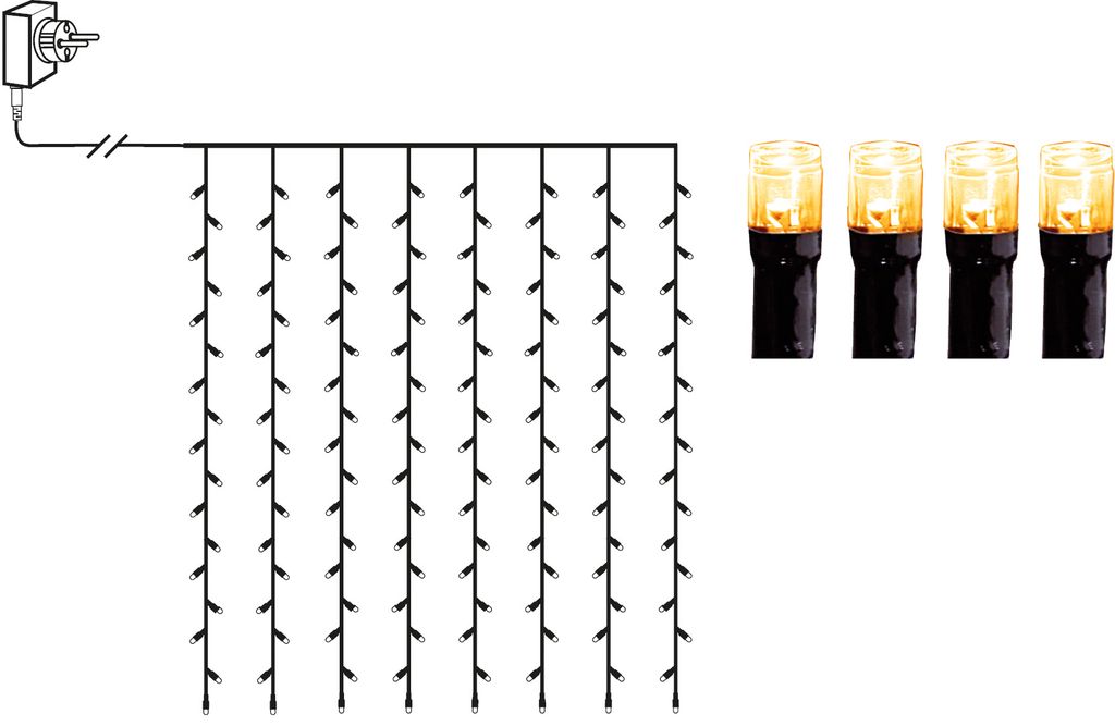 Lysgardin Golden Warm White - 1,3 x 1,3m, 80 LED