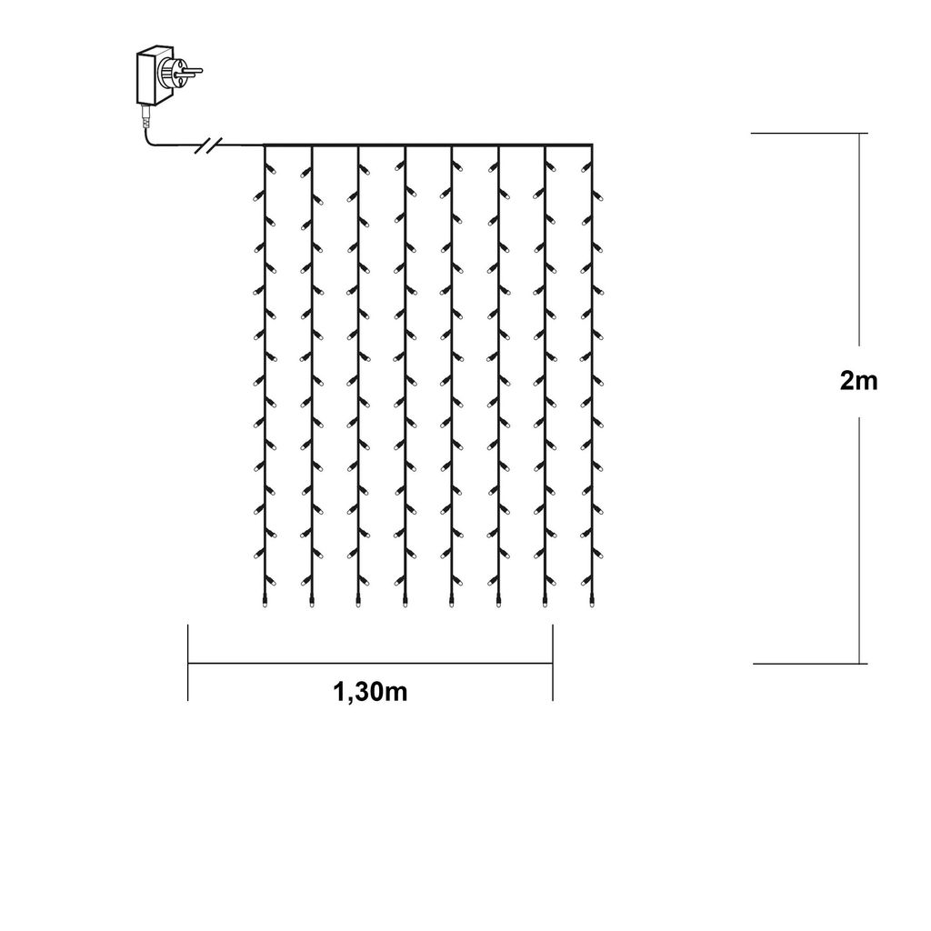 Lysgardin Golden Warm White - 1,3 x 2,0 m, 120 LED'er