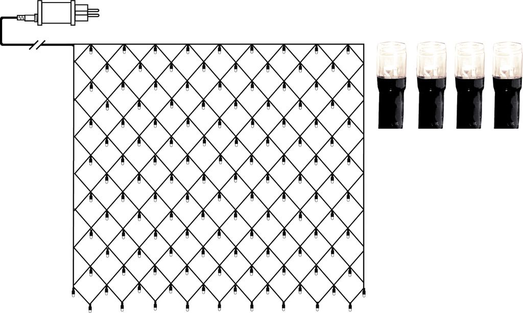 Lysnet Crispy Ice White - 3 x 3 m, 200 LED