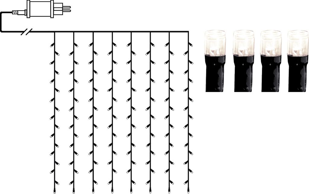 Lysgardin Crispy Ice White - 1,3 x 1,3m, 80 LED'er