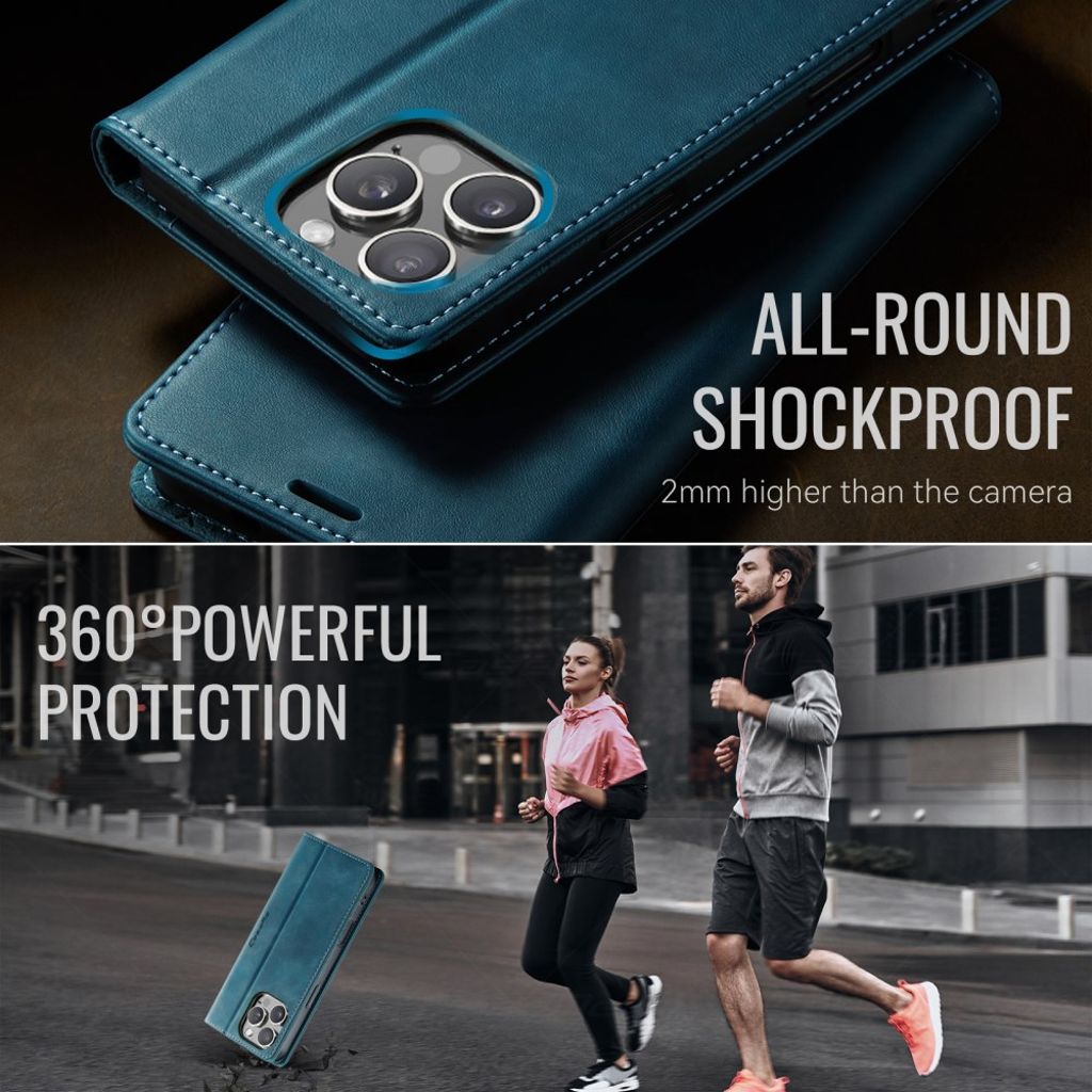 CASEME iPhone 16 Pro Max RFID Blocking Wallet Cover with Stand – Green