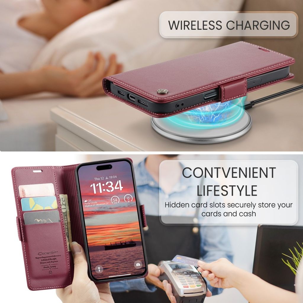 CASEME iPhone 17 Kotelo Korttipaikka - Punainen