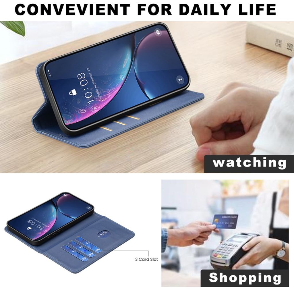 BINFEN COLOR Samsung Galaxy A57 5G Pungetui Stativ Kortholder – Blå