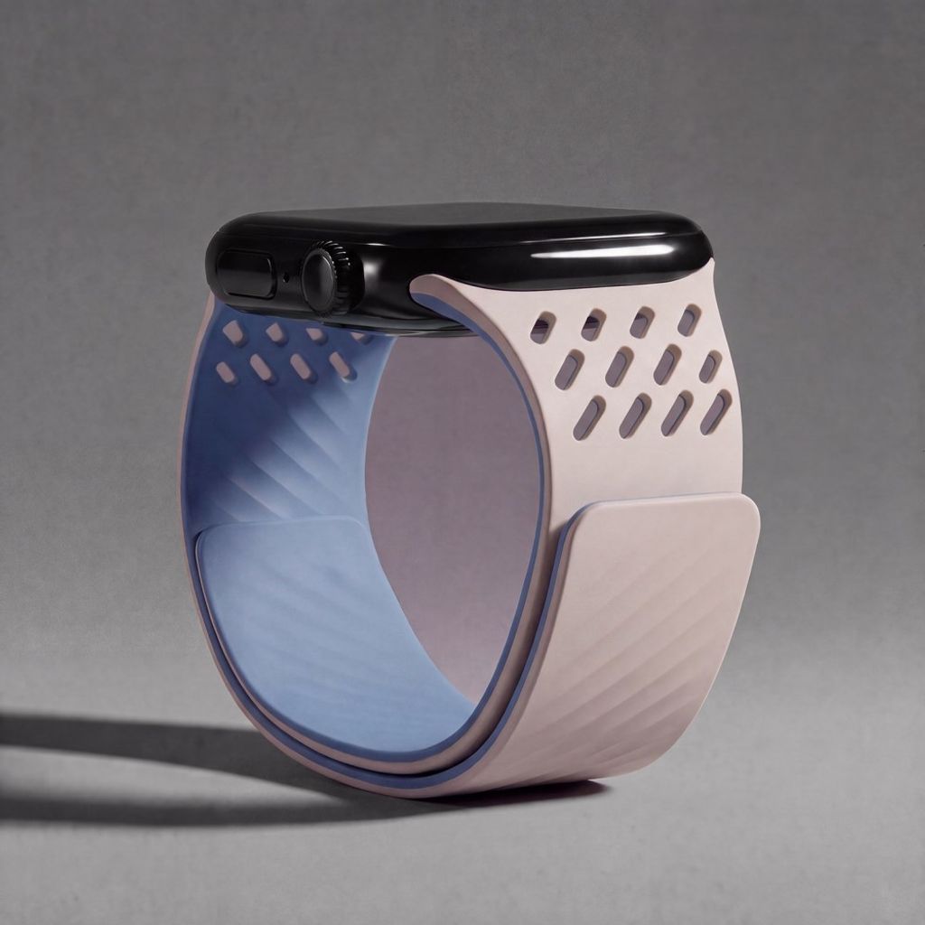 Apple Watch 49 / 46 / 44 / 42mm Silikoninen kellonranneke - Valkoinen/sininen