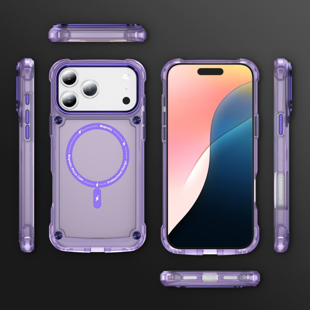 iPhone 17 Pro Max MagSafe -yhteensopiva Kuori - läpinäkyvä violetti