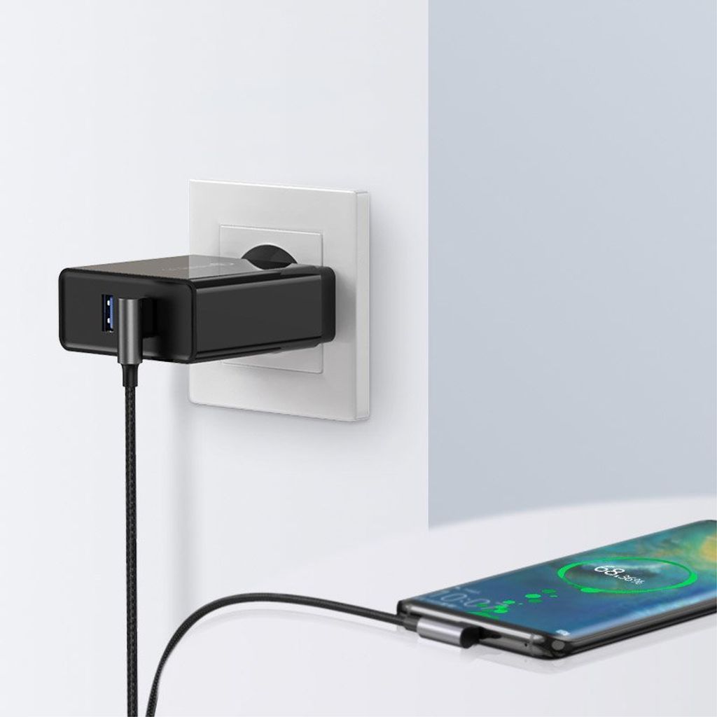 Ugreen vinkel USB til USB-C kabel QC 3.0 3A 0,5 m grå