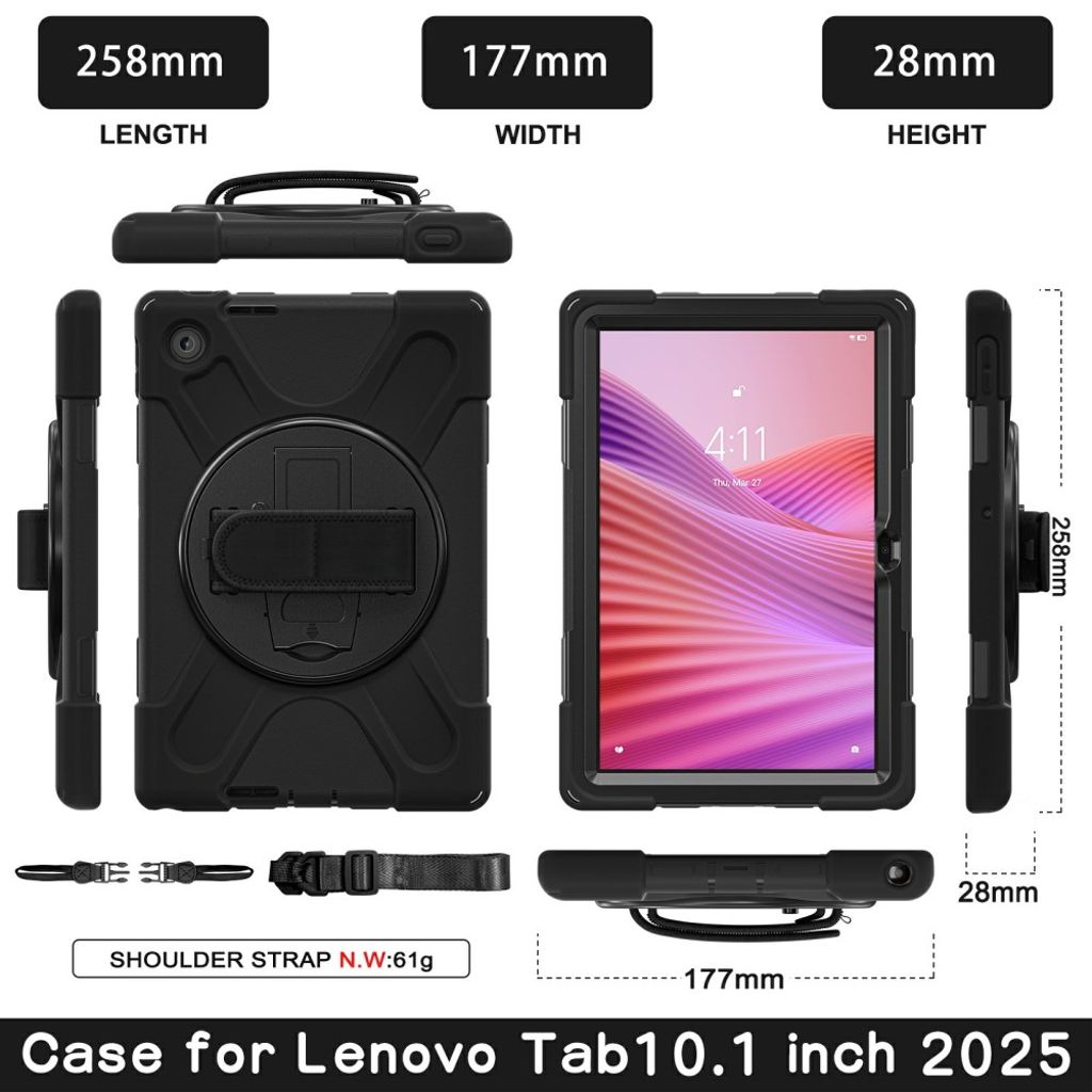 Lenovo Tab 10.1 (2025)/Zhaoyang K10C Deksel med Roterende Håndgrep - Svart