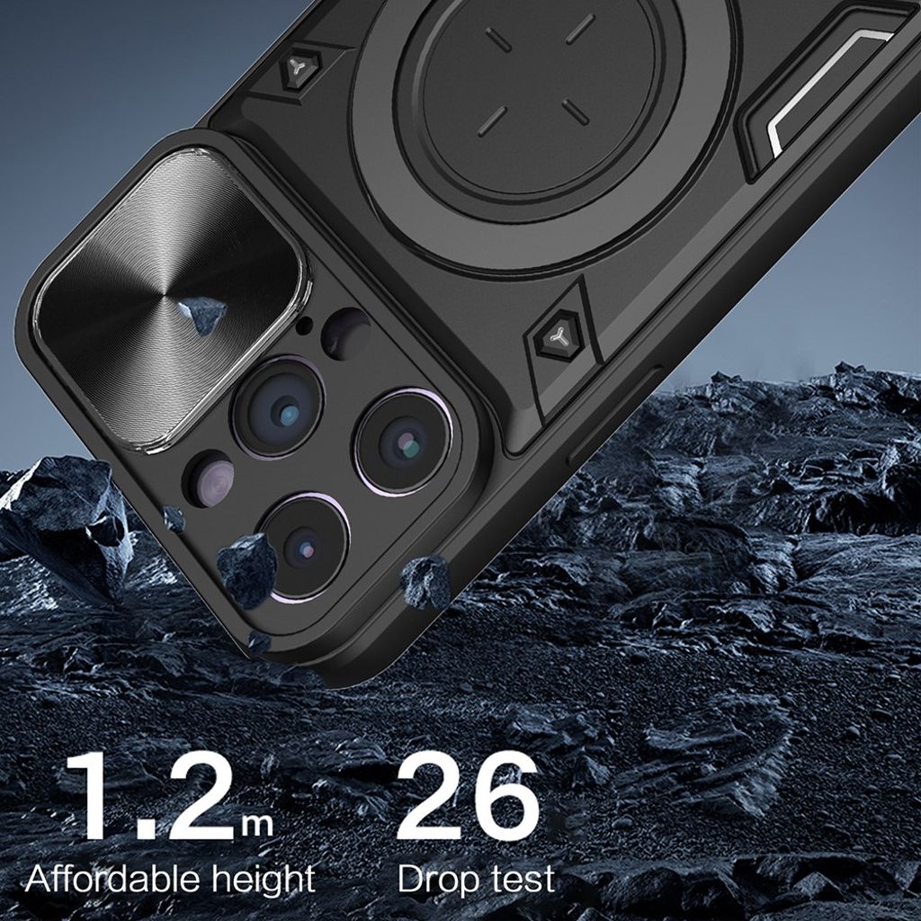 iPhone 11 Pro Max Kuori Jalustalla Liukukameransuojalla – Sininen