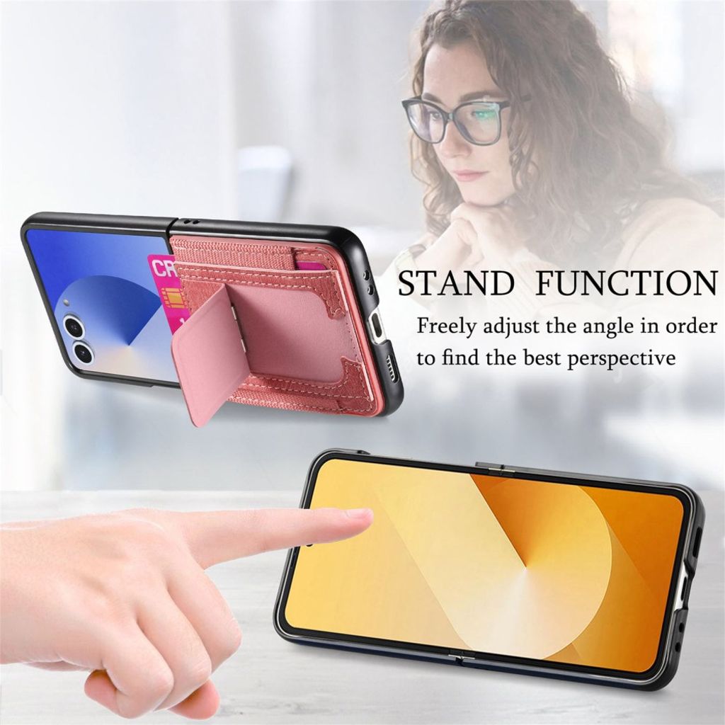 Samsung Galaxy Z Flip7 5G Cover med Kortholder - Lyserød