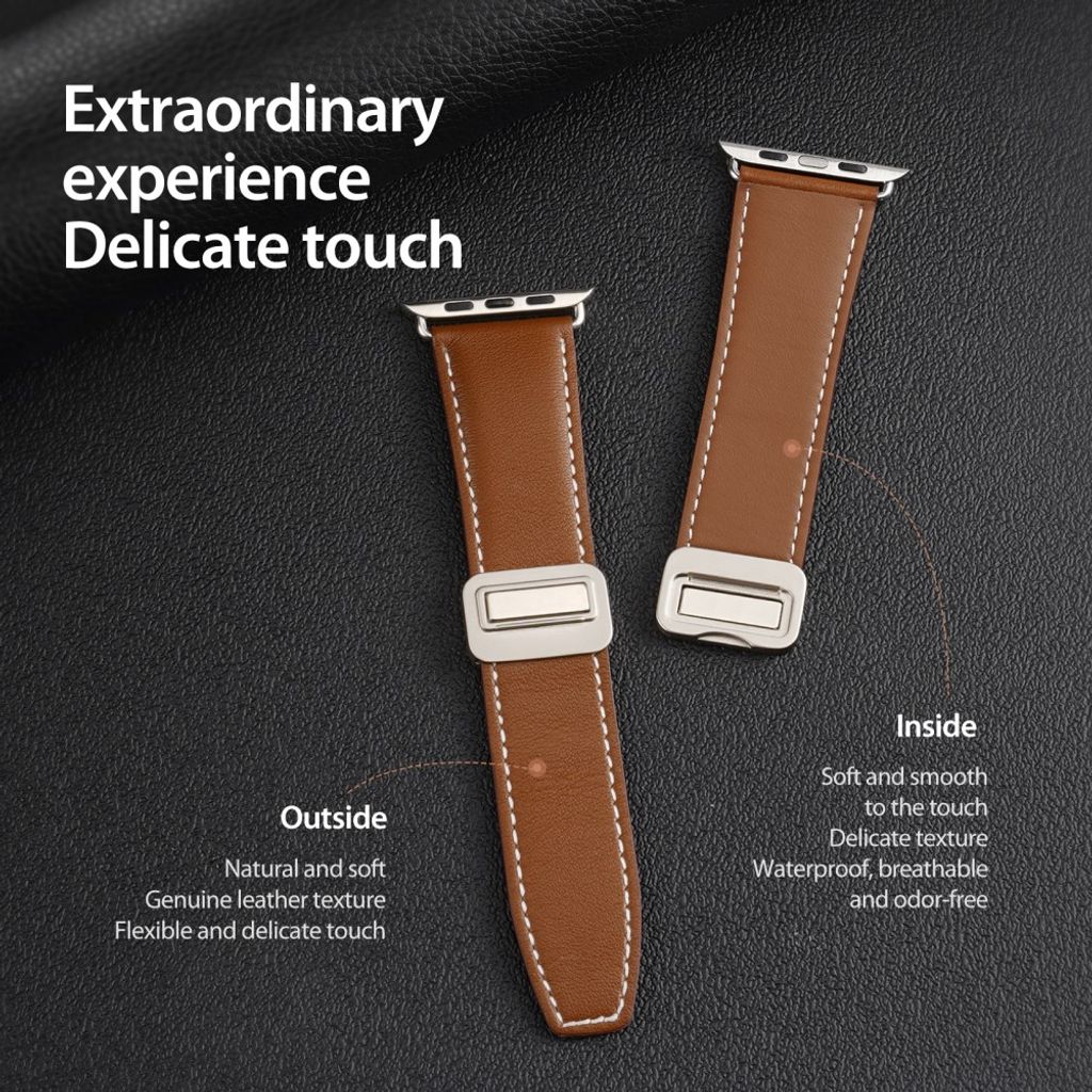 DUX DUCIS YA Series Apple Watch 42/44/46/49mm Urrem i ægte læder - Brun