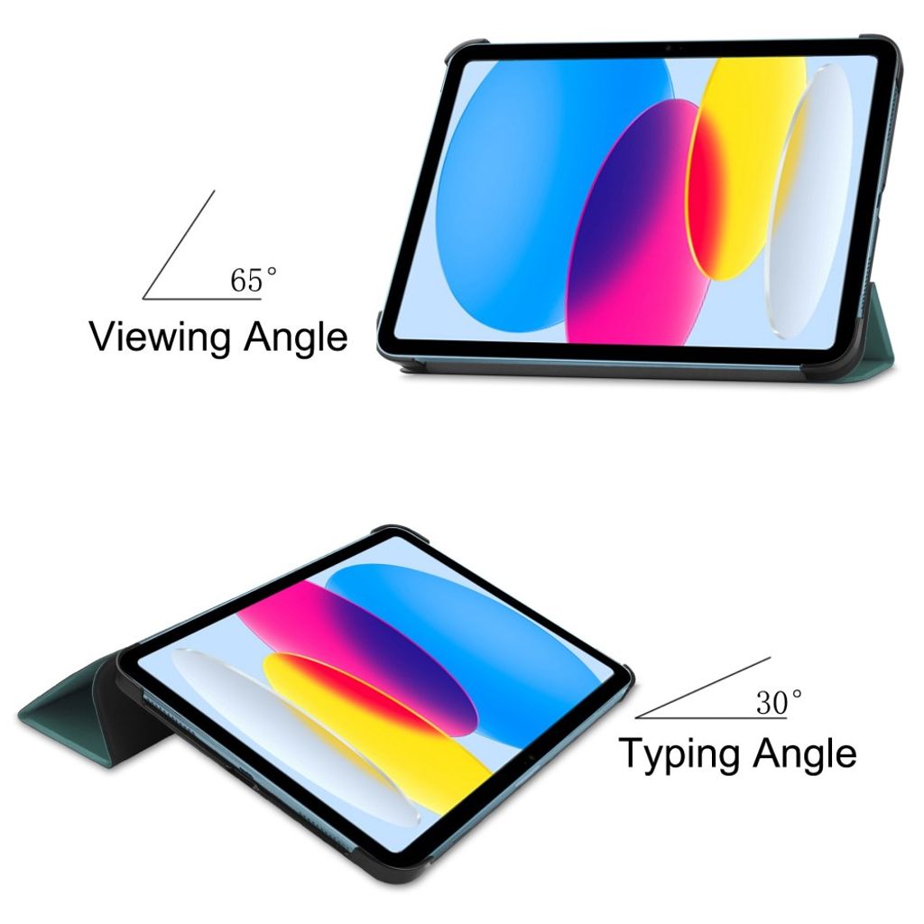 iPad A16 11" 2025/10.9" 2024 Tri-fold flip cover i kunstlæder - Grøn