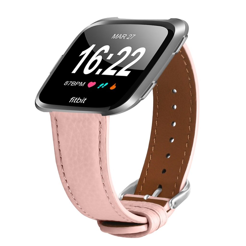 Fitbit Versa/Lite/2 Urrem PU Læder Litchi Struktur – Lyserød