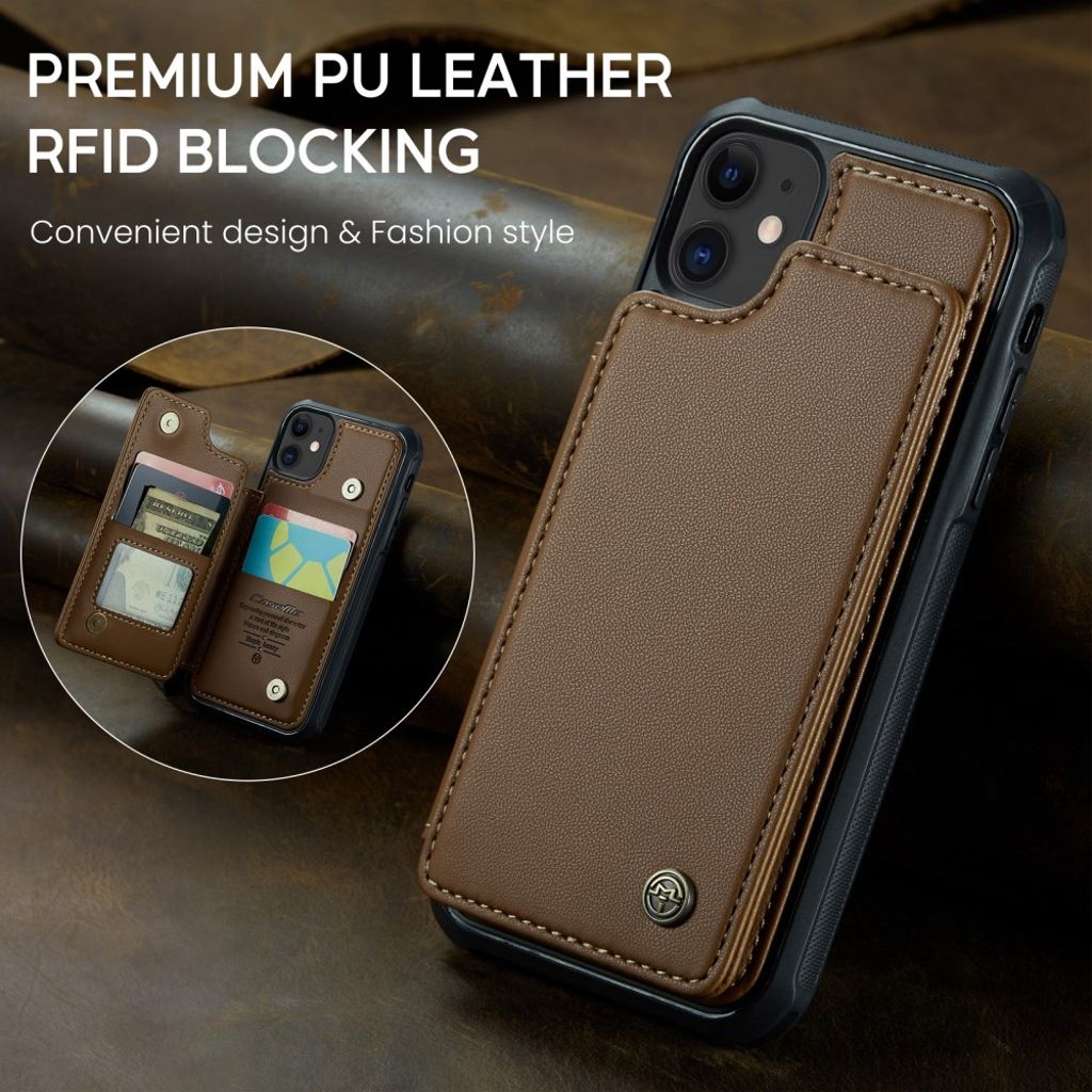 CASEME iPhone 11 Kuori 5 Korttipaikka - Ruskea