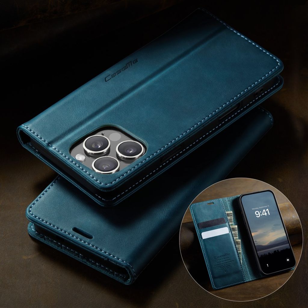 CASEME iPhone 16 Pro Max RFID Blocking Wallet Cover with Stand – Green