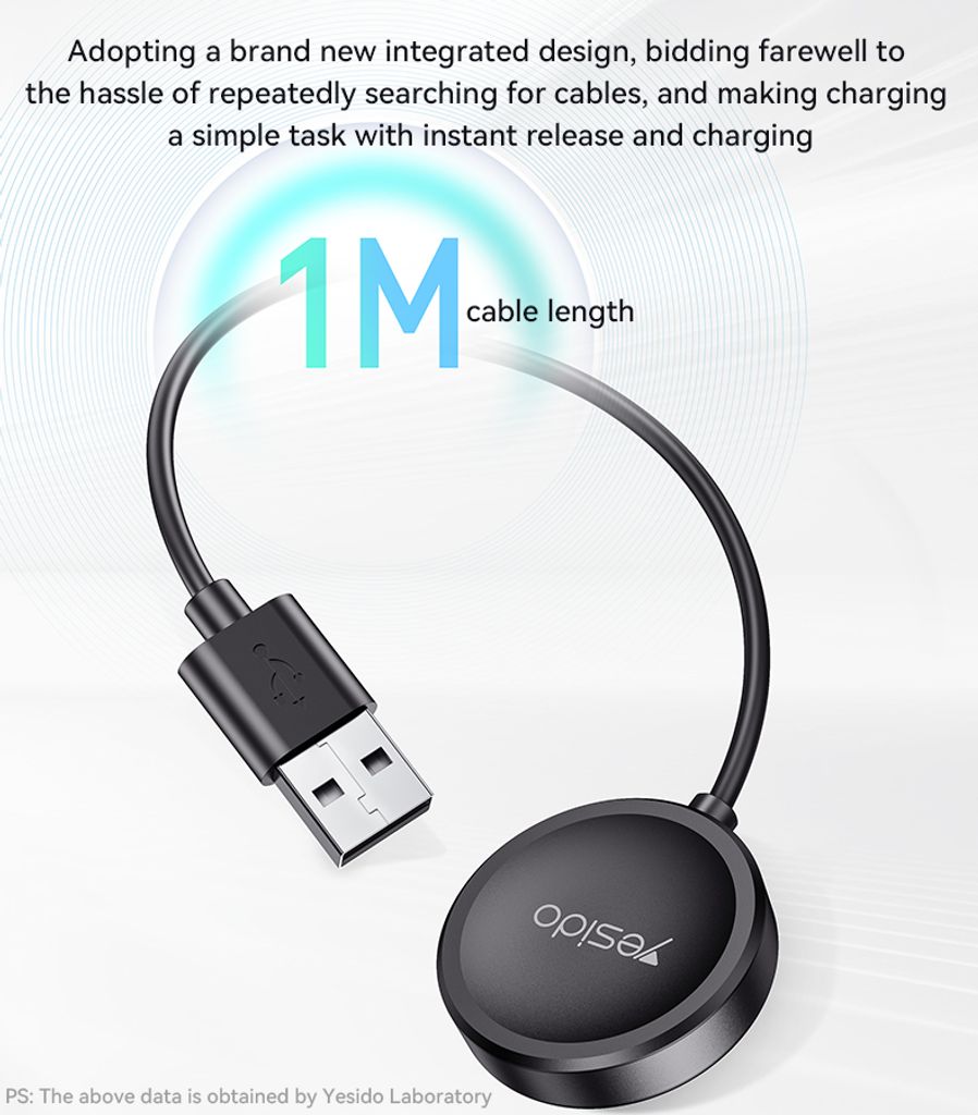 Yesido CA162 magnetisk lader til Samsung Galaxy Watch, USB-C, 1m – svart