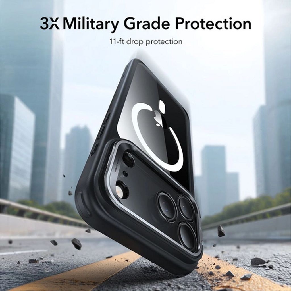 ESR Classic Hybrid Kickstand MagSafe Cover till iPhone 17 Pro Max - Sort/Gennemsigtig
