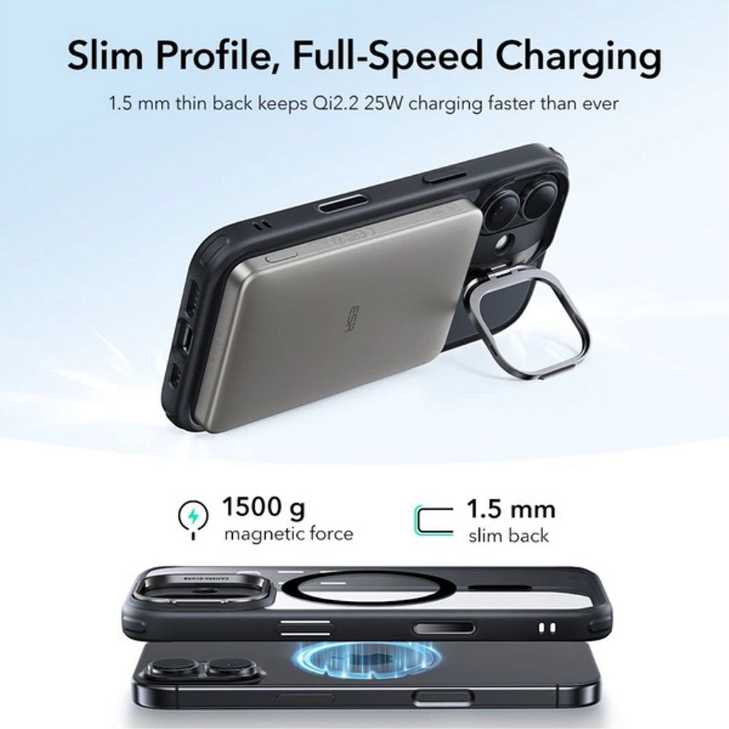ESR Classic Hybrid Kickstand MagSafe Case for iPhone 17 - Clear Black
