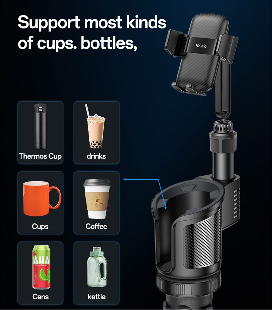 Yesido C273 2-i-1 telefon- og koppholder