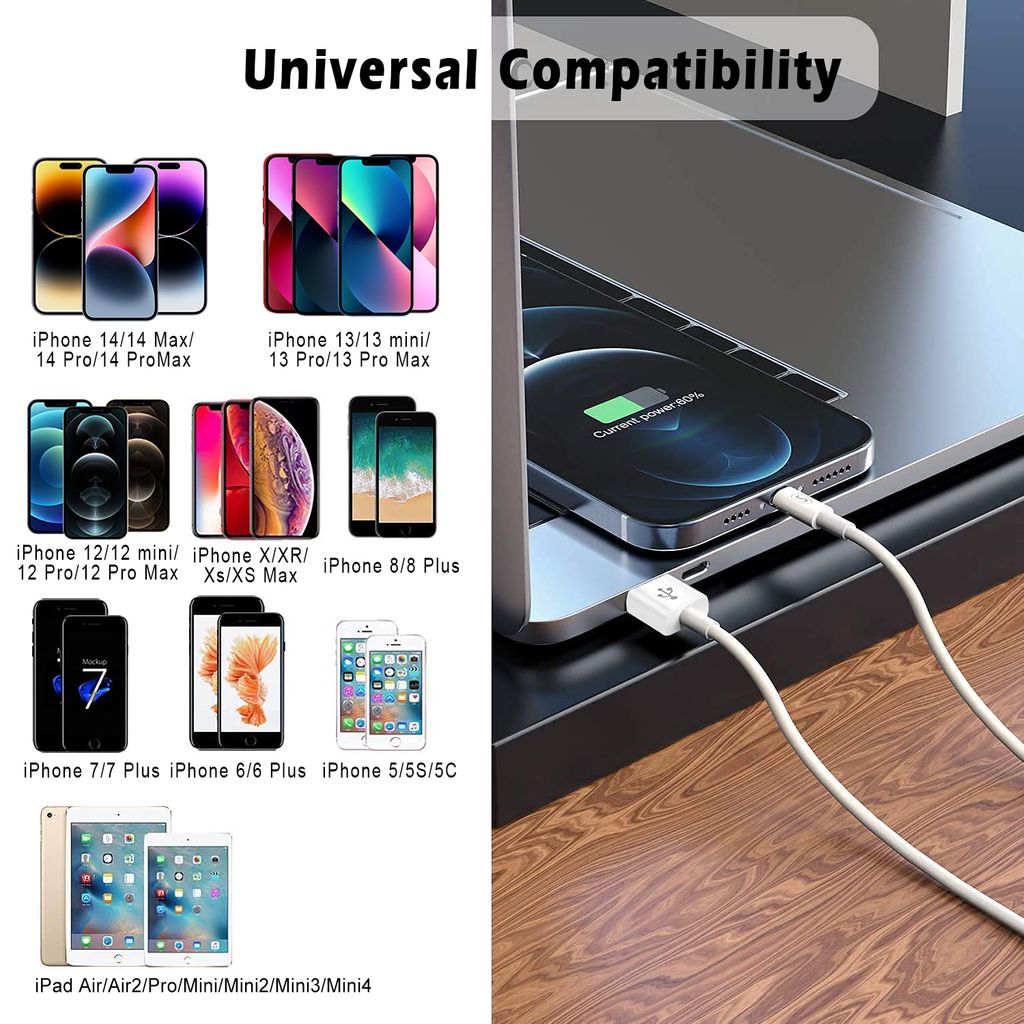 SiGN USB 2.0 -kaapeli Lightning-liittimellä 2.1A, 12W, 1m - Valkoinen