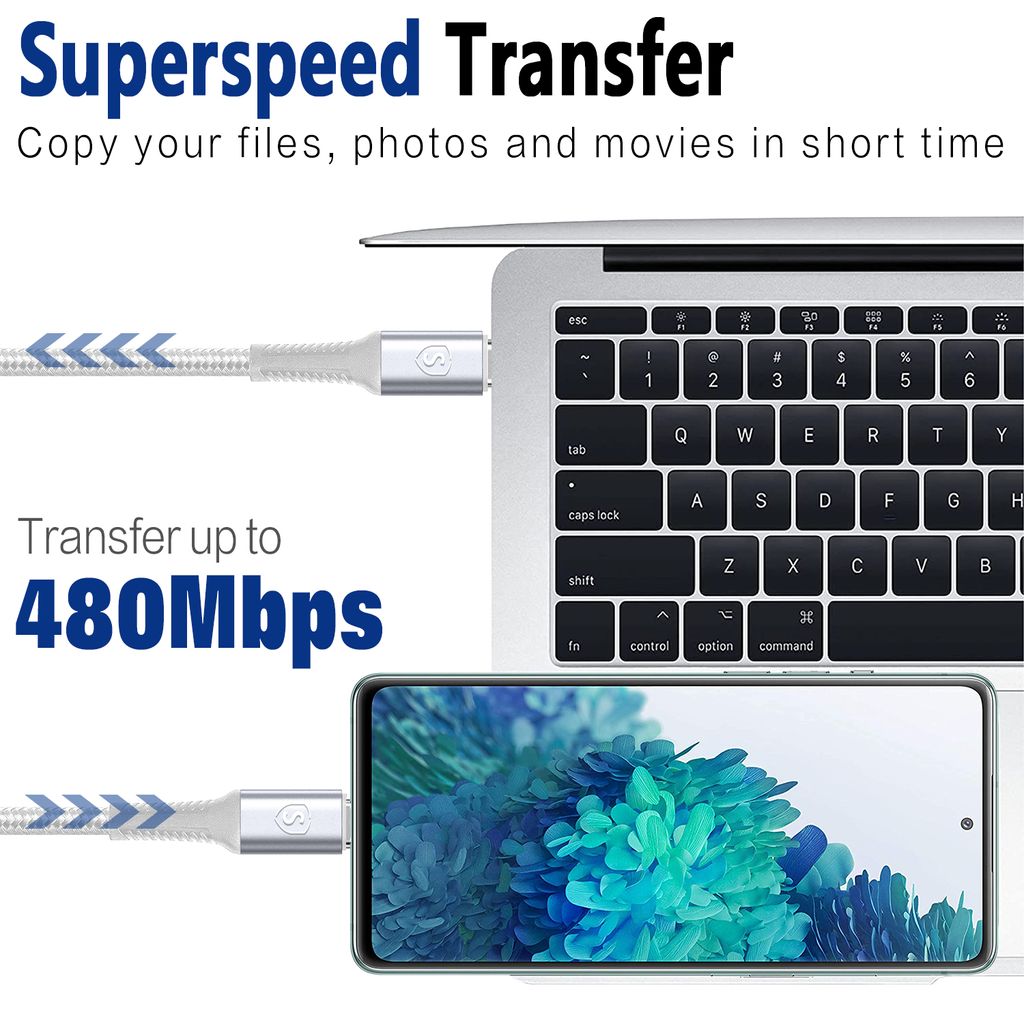 SiGN USB-C til USB-C ladekabel 60W/3A, 5m - Hvit