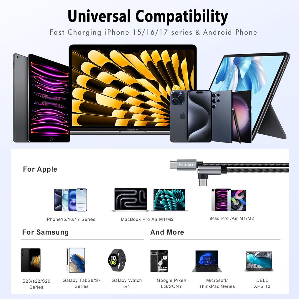 SiGN USB-C till USB-C vinklad kabel 60W, 3m - Svart