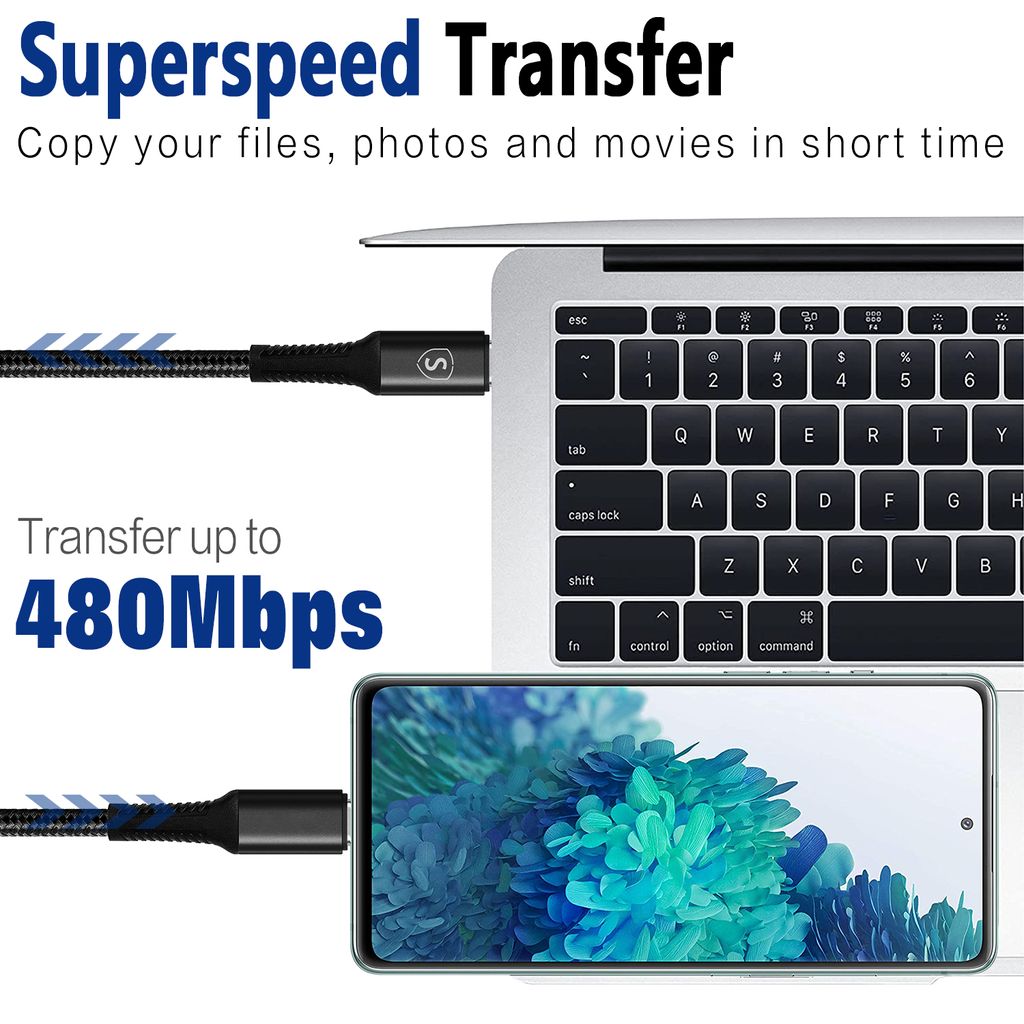 SiGN USB-C till USB-C laddkabel 60W/3A, 5m – Svart