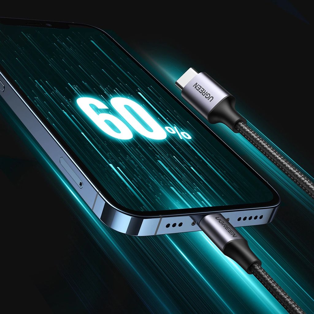 Ugreen Lightning til USB-C 2.0 MFI-kabel, 1,5 m - Grå