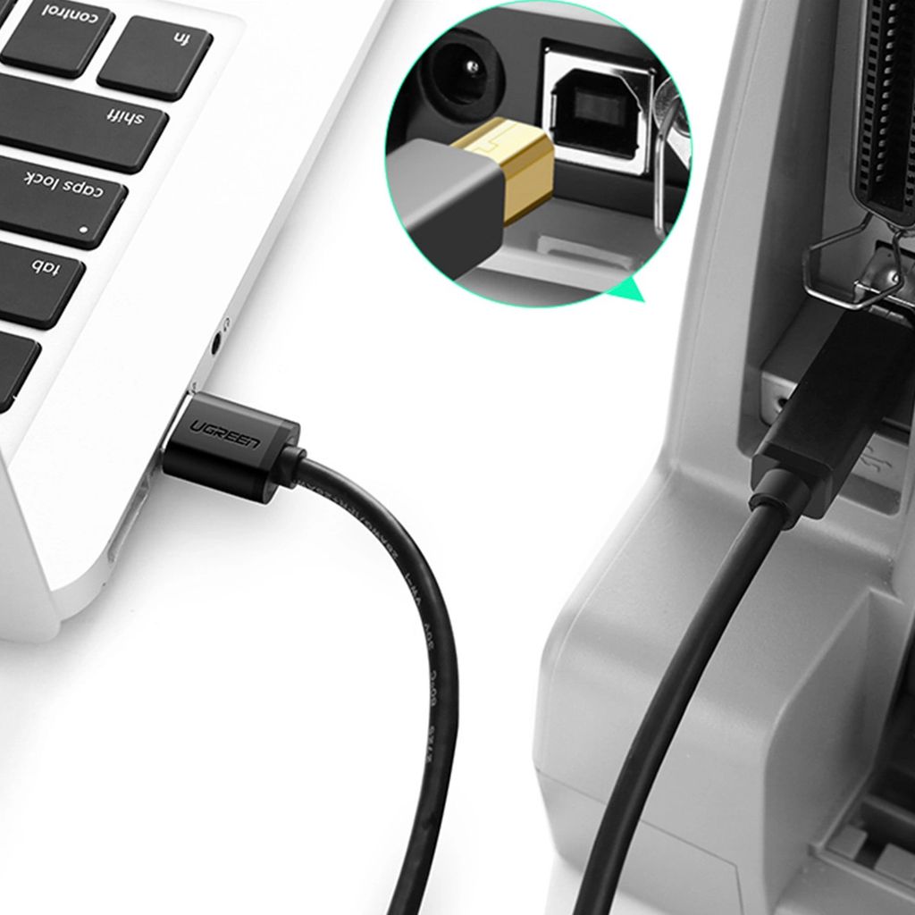 Ugreen printerkabel USB-A til USB-B 5Gb/s, 2m - Sort
