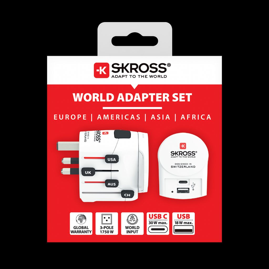 SKROSS PRO+ Universell reiseadapter med USB-A/USB-C 30W PD