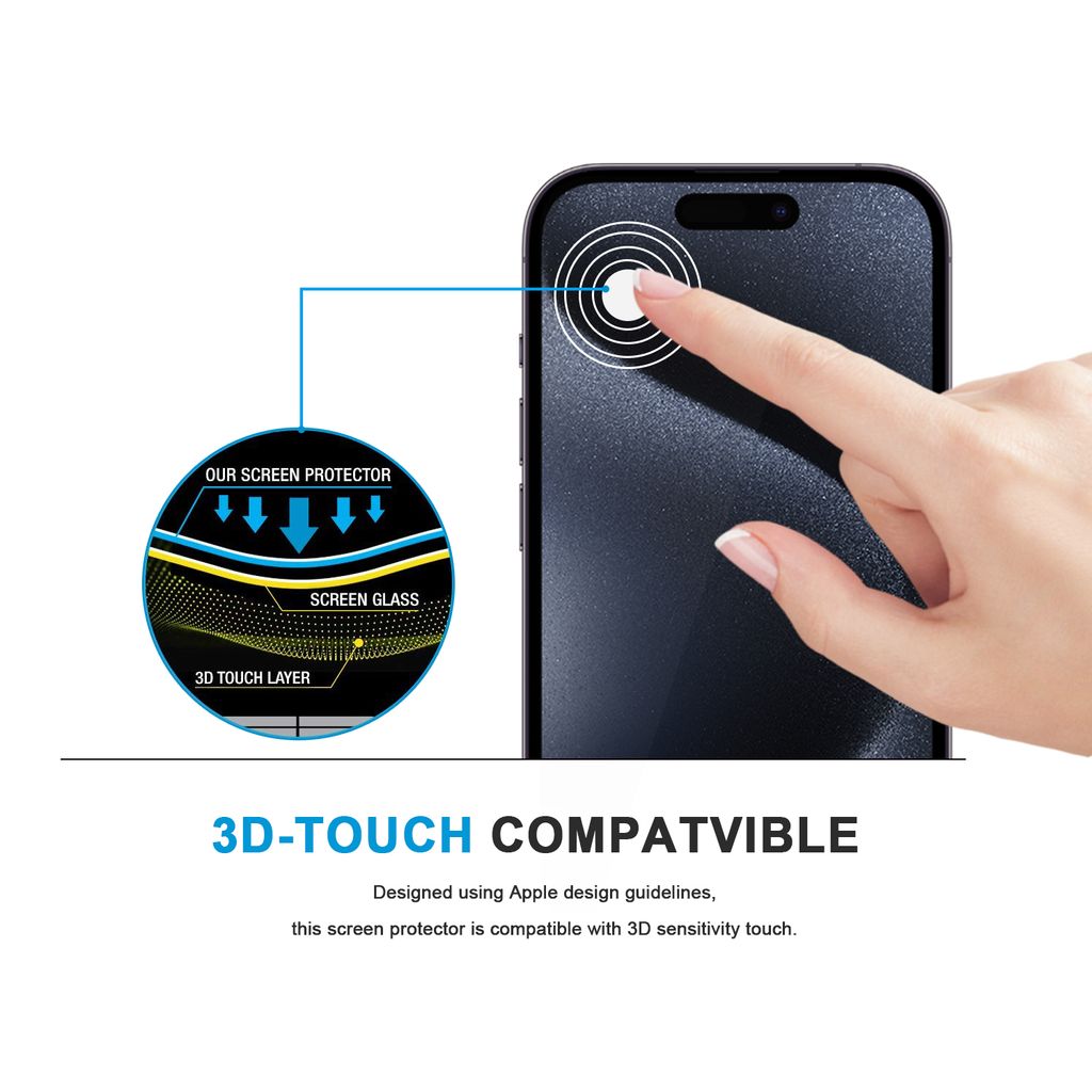 SiGN Skjermbeskytter iPhone 15 Pro – EZ Apply med støvfri applikator
