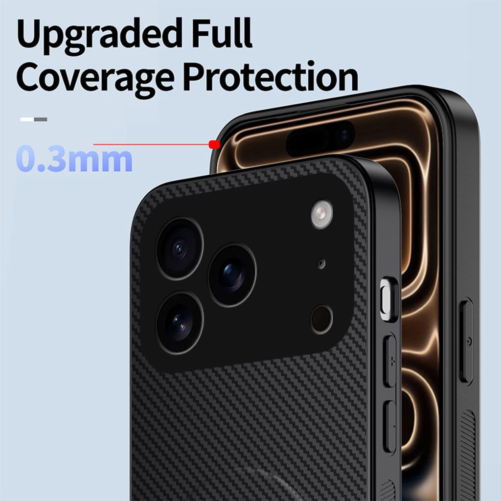 iPhone 18 Pro Kulfiber MagSafe-cover med 2x skærmbeskyttelse - Blå