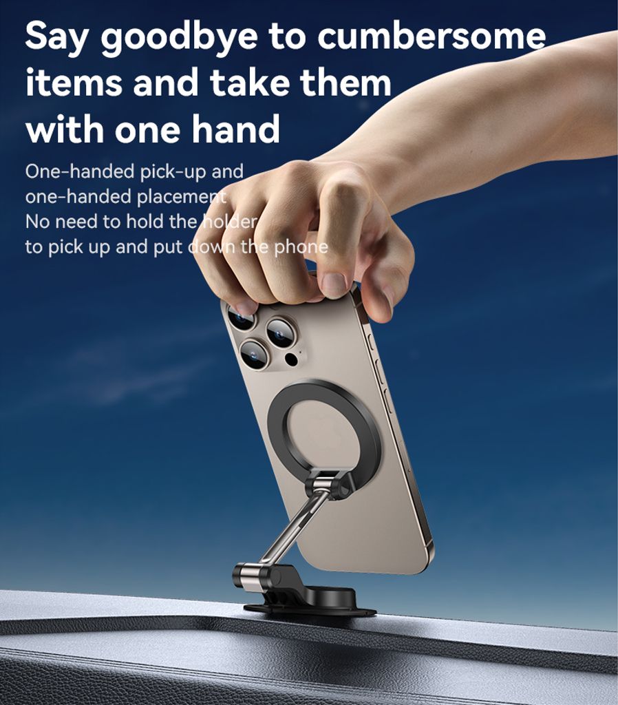 YESIDO C218 MagSafe-kompatibel bilhållare med dubbelaxlig vikning