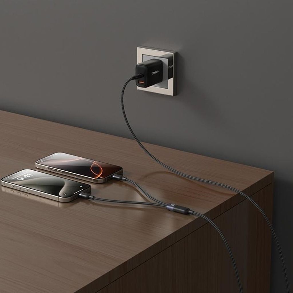 Yesido 2-i-1 USB-C-kabel till 2x USB-C 100W, 1,2 m