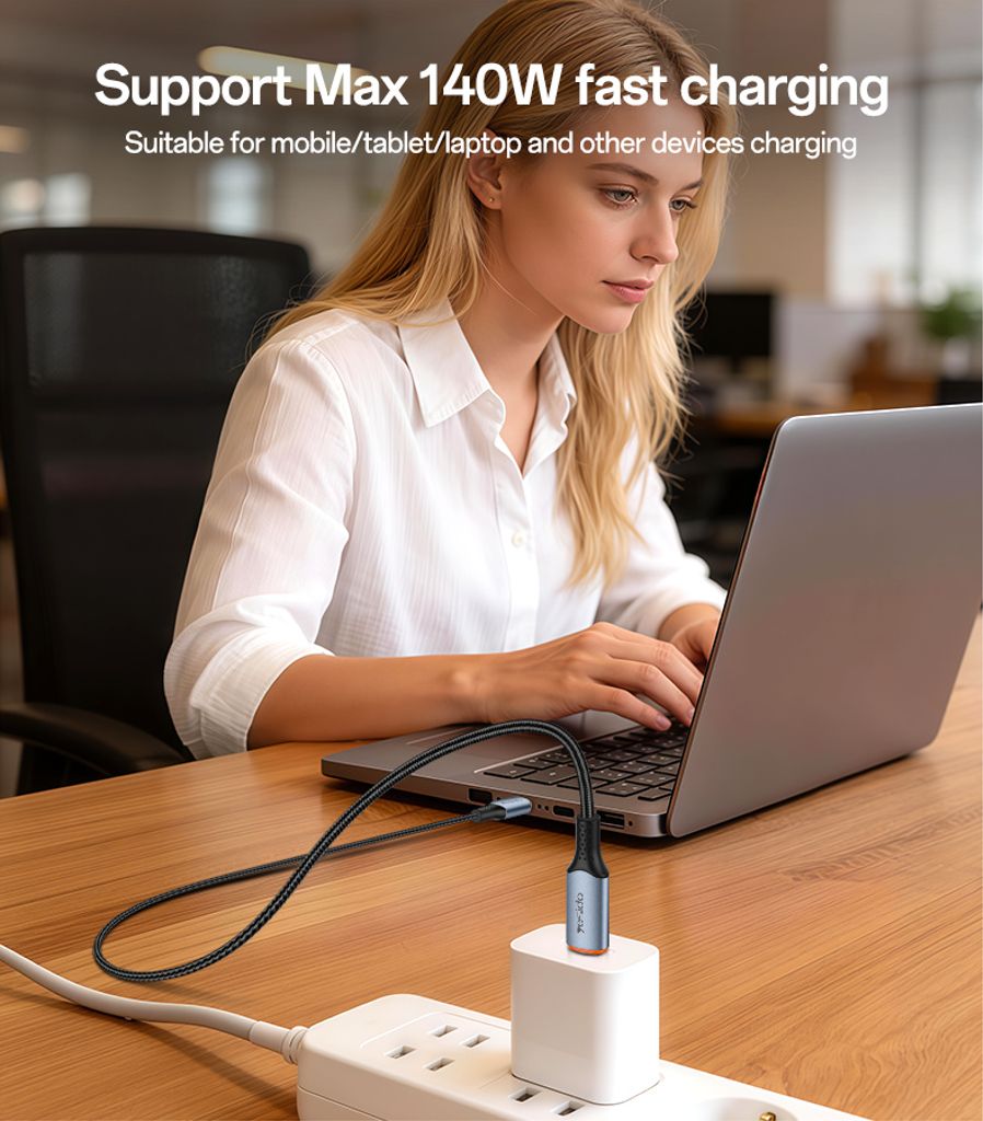 YESIDO CA212 USB-C till USB-C snabbladdningskabel 140W – 1,2 m