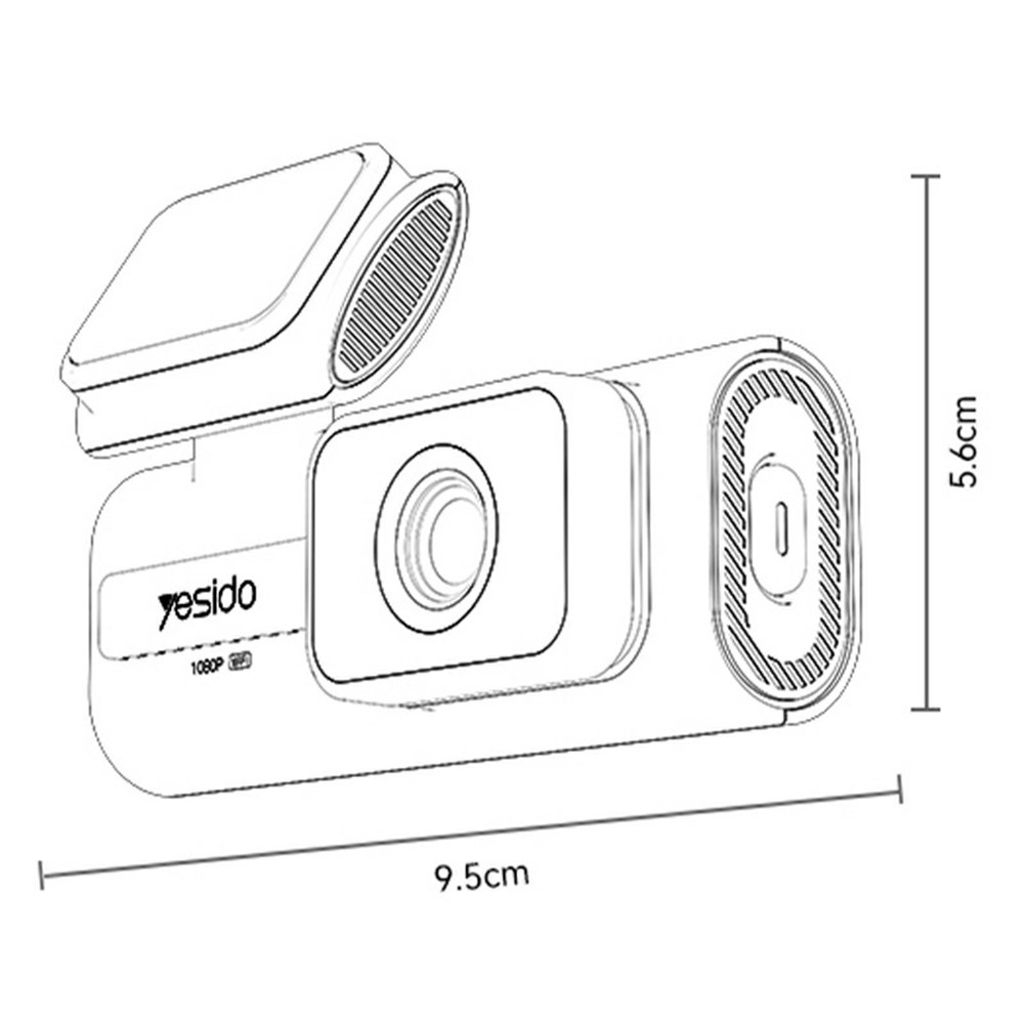 YESIDO KM21 Autokamera 1080P HD 145° Laajakulma – Musta