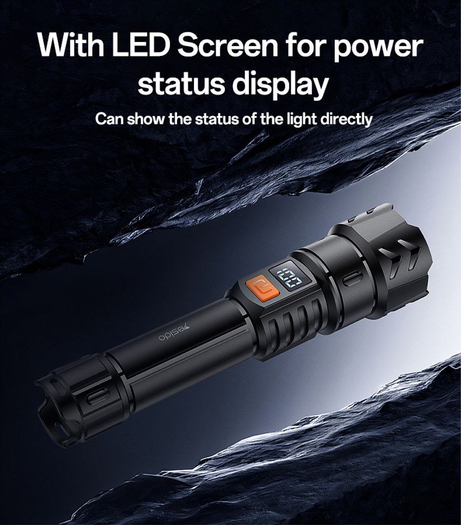 YESIDO TC10 oppladbar LED-lommelykt – svart