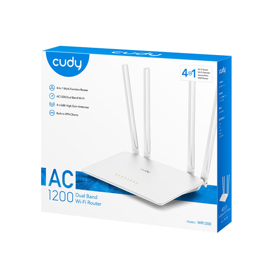 Cudy WR1200 Wi-Fi Router AC1200 – Svart