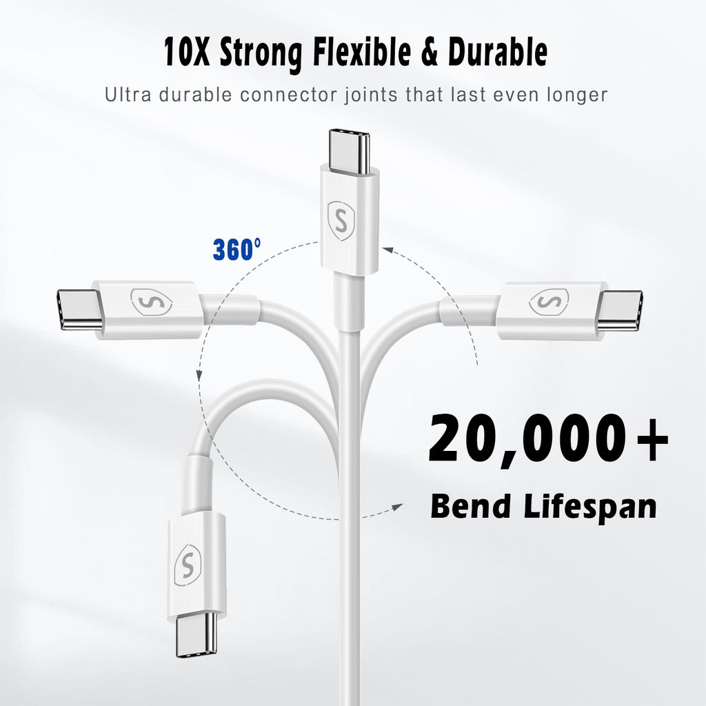 SiGN Pikalatauskaapeli USB-C - USB-C 60W, 3A, 1m USB-C PD - Valkoinen
