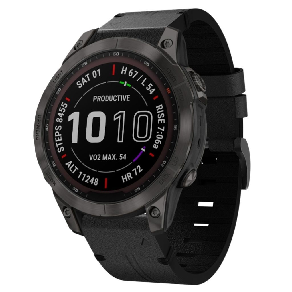Garmin Instinct 2 Solar Kockarmband i läder med stålspänne - Svart